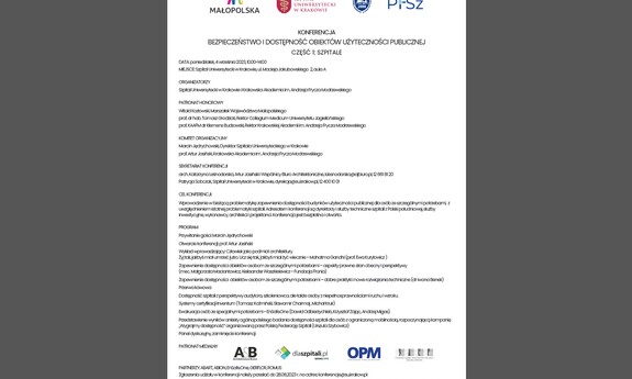 Konferencja naukowa "Bezpieczeństwo i dostępność obiektów użyteczności publicznej. Część 1. SZPITALE"